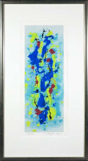 Nic Jonk - Zeefdruk, Abstracte compositie - Ingelijst verkocht voor € 1!