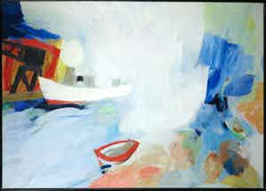 Marian Plug - Acryl op doek, Licht voor de overkant - Ingelijst (Groot) verkocht voor € 1!