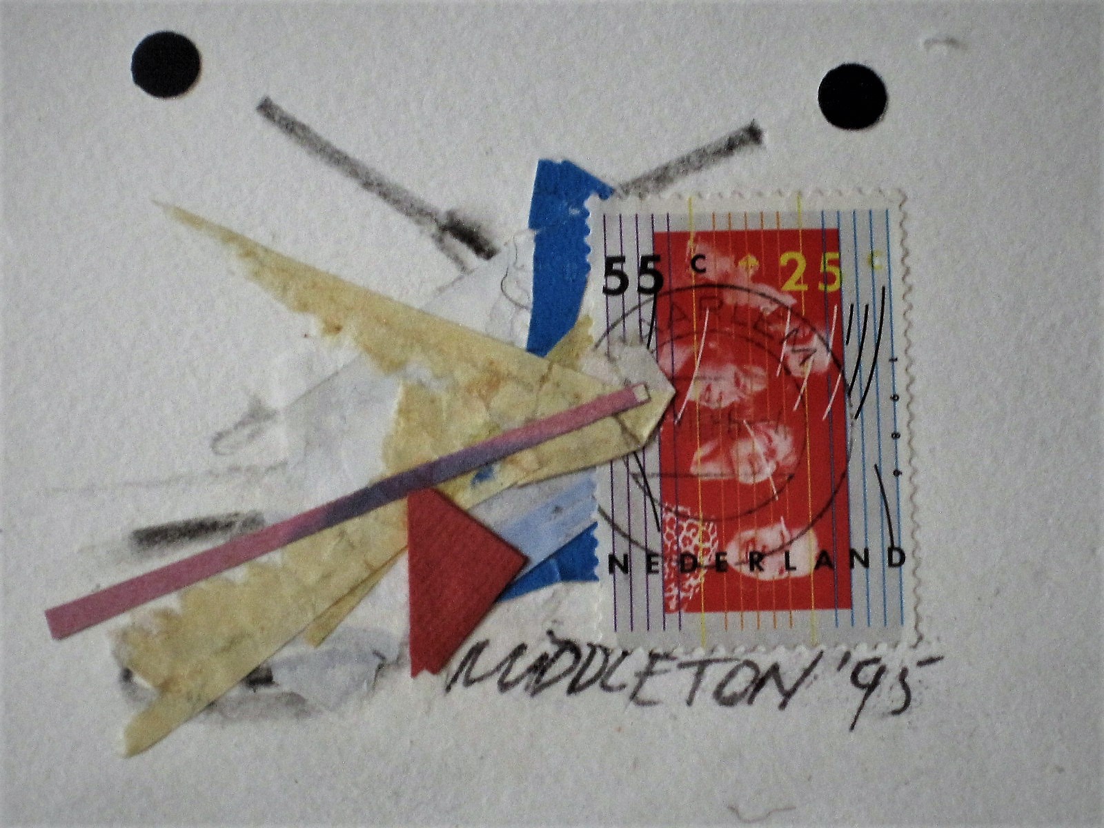 Sam Middleton - zeldzame miniatuur collage met postzegel / gesigneerd 1995 kopen? Bied vanaf 1!