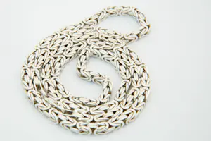 33- Lang & Massief 1e (0.925) gehalte Zilveren zg. "Konings" collier - vierkant kopen? Bied vanaf 60!