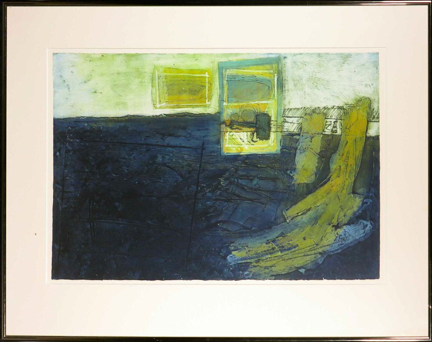 Peter Wray - Ets, Abstracte compositie - Ingelijst verkocht voor € 50!