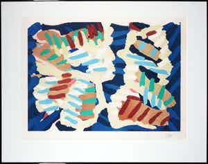 Karel Appel - Zeefdruk, Stripes - Ingelijst verkocht voor € 400!