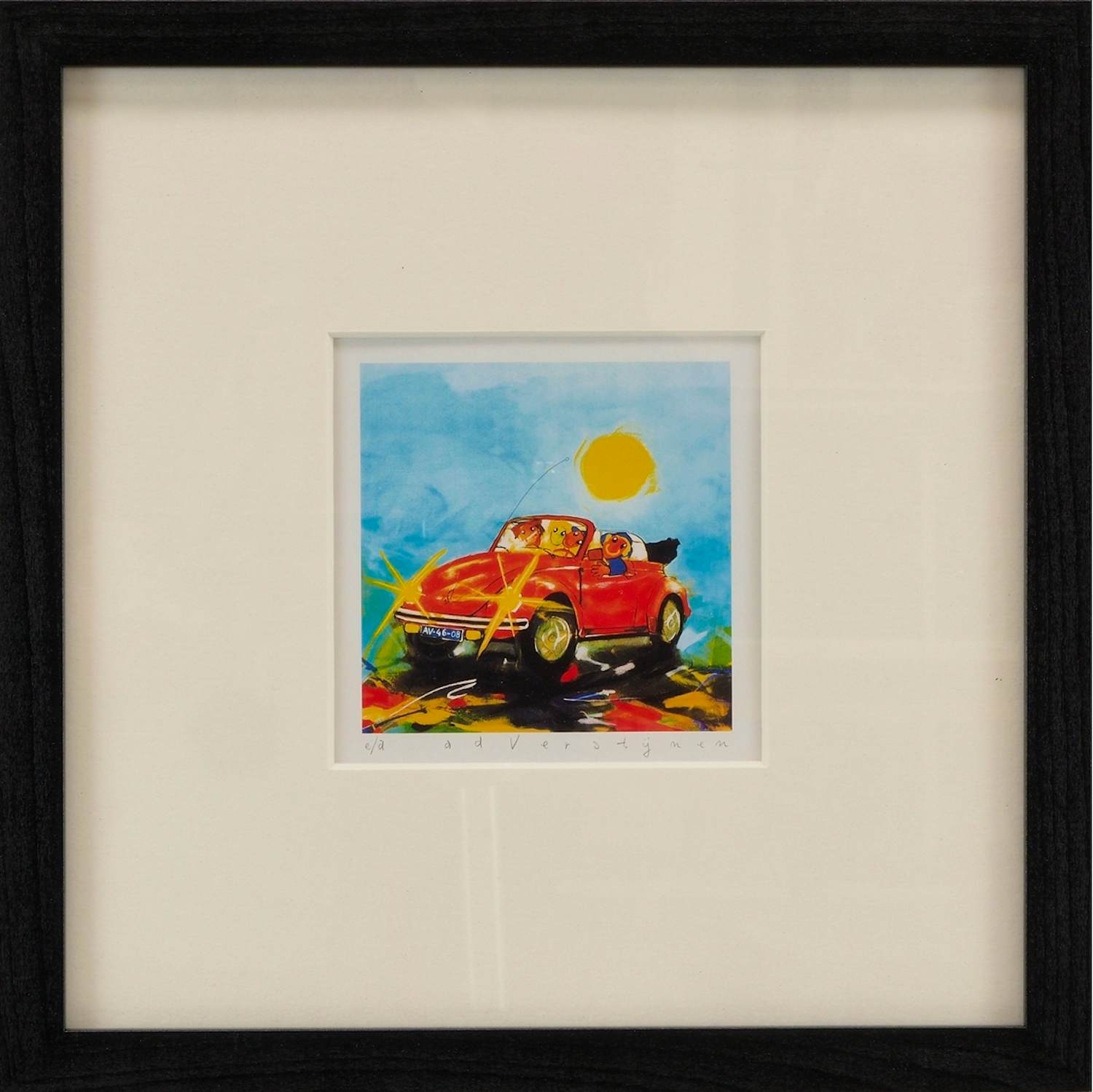 Ad Verstijnen - Kleurenzeefdruk VW KEVER CABRIO ---IN NIEUWE LIJST!!! kopen? Bied vanaf 59!