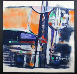 Gerard Grassere - Abstracte compositie, veelkleurig verkocht voor € 35!