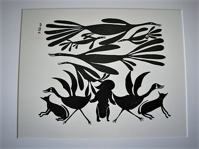 Kenojuak Ashevak - Bijzondere Inuit Kunst ! Gesigneerde Litho "Flying Geese"  kopen? Bied vanaf 1!