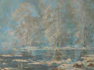 Naum Z. Repkine - Olieverf op canvas , Sneeuwlandschap – Lijst, 78½ x 108½ cm. kopen? Bied vanaf 100!