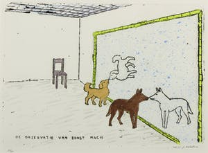 Pieter Holstein - Ets (handgekleurd), De observatie van Ernst Mach - Ingelijst kopen? Bied vanaf 80!