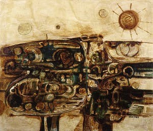 Jack Harden - Gemengde techniek op board, Paludische twist - Ingelijst kopen? Bied vanaf 1!