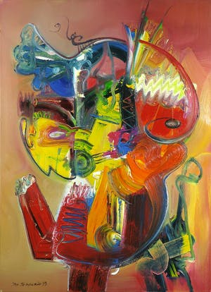 Jan te Wierik - Olieverf op doek, Z.T. Fabeldier - Ingelijst (Groot) kopen? Bied vanaf 2600!