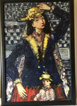 Reinald van den Steene - Vrouw met kind , olieverf op karton kopen? Bied vanaf 125!