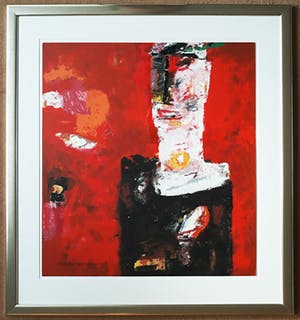 Nico Molenkamp - Theaterfiguur, zeefdruk (prachtig ingelijst, groot!) kopen? Bied vanaf 350!