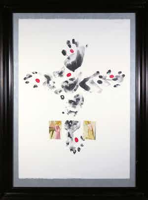 Marc Mulders - Litho en collage, Handpalm - Ingelijst (Groot) verkocht voor € 300!