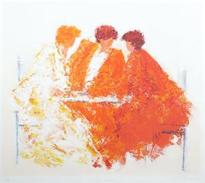 Wil Willemsen - Zeefdruk, Les Amis - Ingelijst kopen? Bied vanaf 50!