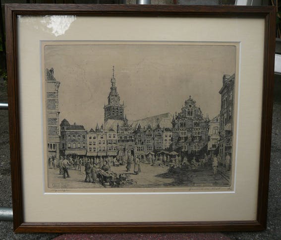 Hendrik de Laat - Markt Nijmegen -ets- kopen? Bied vanaf 30!