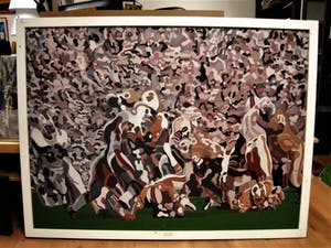 Fred van der Wal - Galerie Mokum - GiGa groot Acrylverf / Board schilderij "American Football" kopen? Bied vanaf 10!