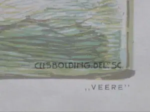 Cees Bolding - Gezicht op de haven van Veere - Litho kopen? Bied vanaf 50!