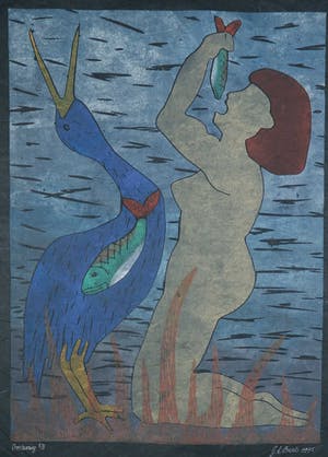 Geertje Briels - Houtdruk op geschept papier, Overlevering kopen? Bied vanaf 1!