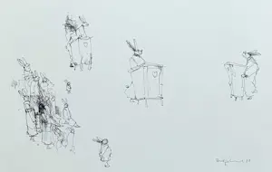 Dirkje Kuik - Konijnenschool, inkttekening kaufen? Bieten Sie von 150!