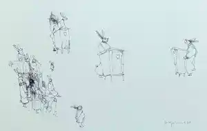 Dirkje Kuik - Konijnenschool, inkttekening kaufen? Bieten Sie von 150!