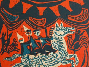 Jenny Dalenoord - Linosnede , BEVRIJDINGSDAG 1945-1955 – gesigneerd & ingelijst – 1955 kopen? Bied vanaf 10!