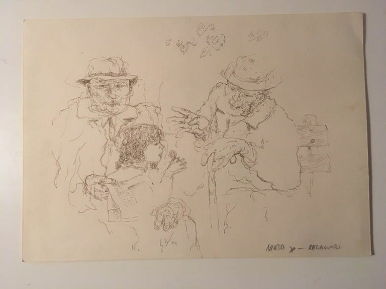 Niet of onleesbaar gesigneerd - Onbekende Kunstenaar Servisch/Kroatisch - Pentekening - Razgovori (Conversaties) kopen? Bied vanaf 1!