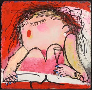 Gerdine Duijsens-Kroeze - Handbewerkte zeefdruk, Champagne kopen? Bied vanaf 60!