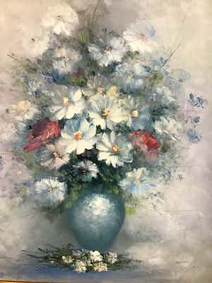 Niet of onleesbaar gesigneerd - Pot met bloemen verkocht voor € 1!