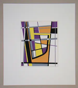 Jean Leppien - Abstracte compositie - 1952 - Sjabloon in gouachekleuren kopen? Bied vanaf 150!