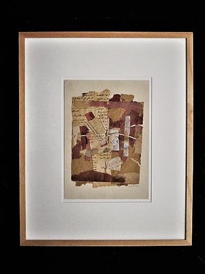 Niet of onleesbaar gesigneerd - Uit KLM collectie - Intrigerende Collage - bamboe/inkt/zilververf - gesigneerd kopen? Bied vanaf 1!