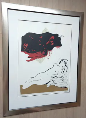 Hugo Claus - Europa ontvoerd door Zeus, zeefdruk (prachtig ingelijst, groot) kopen? Bied vanaf 295!