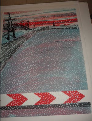 Jan Cremer - Zeefdruk. "Sneeuw". kopen? Bied vanaf 175!