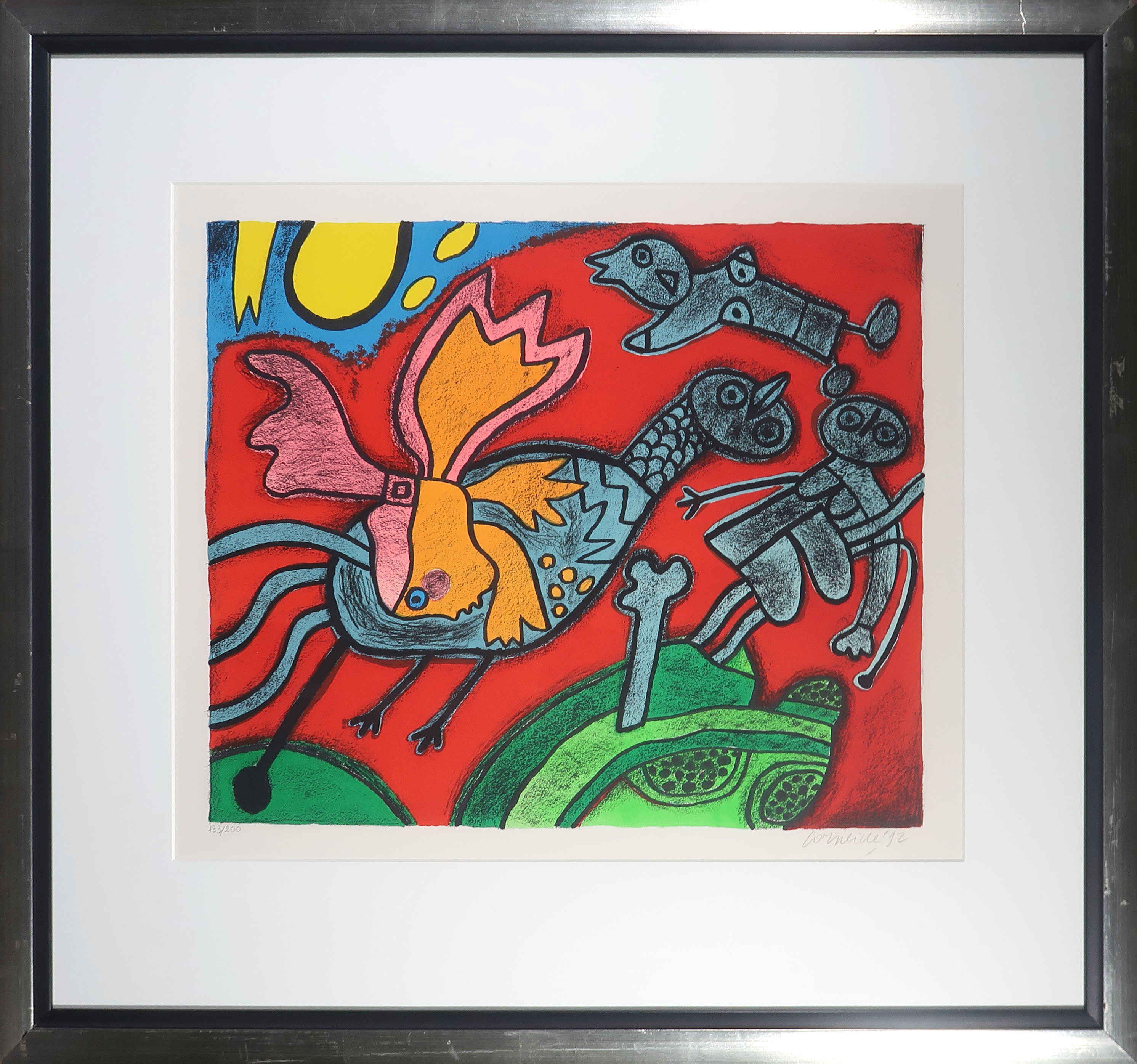 Corneille - Zeefdruk, l'Ange descendu des astres - Ingelijst kopen? Bied vanaf 250!