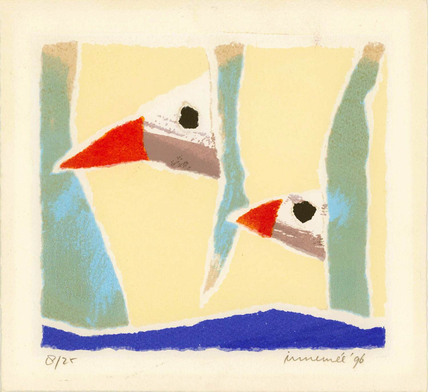 Hans Innemee - zeefdruk - zeldzaam - Vogels - 25642 verkocht voor € 95!
