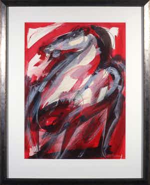 Frits van Eeden - Gemengde techniek op papier, Horse - Ingelijst (Groot) verkocht voor € 80!