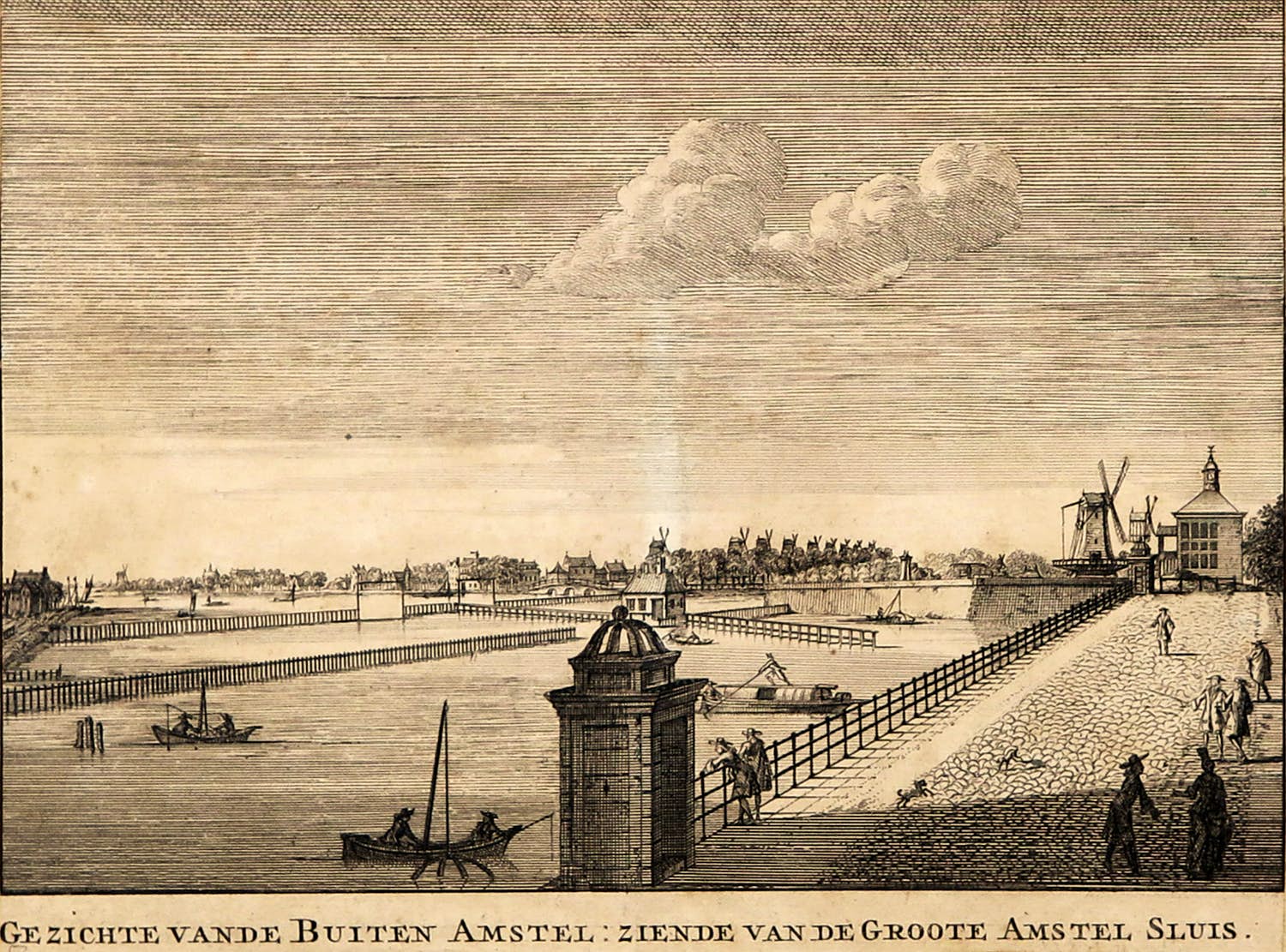 Nicolaas ten Hoorn - Kopergravure, Gezichte van de Buiten Amstel: Ziende van de Groote Amstel Sluis kopen? Bied vanaf 1!