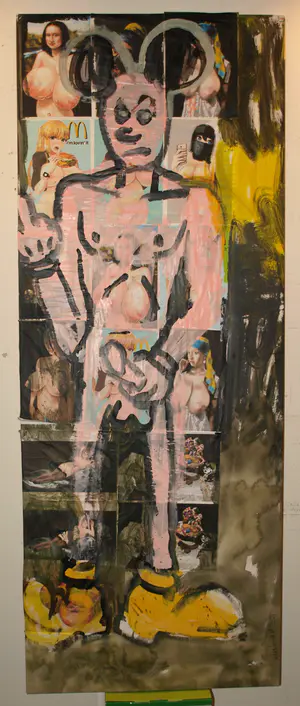 Peter Klashorst - Acrylverf en collage op doek – GROOT , 195 x 75 cm - 2021 kopen? Bied vanaf 1!