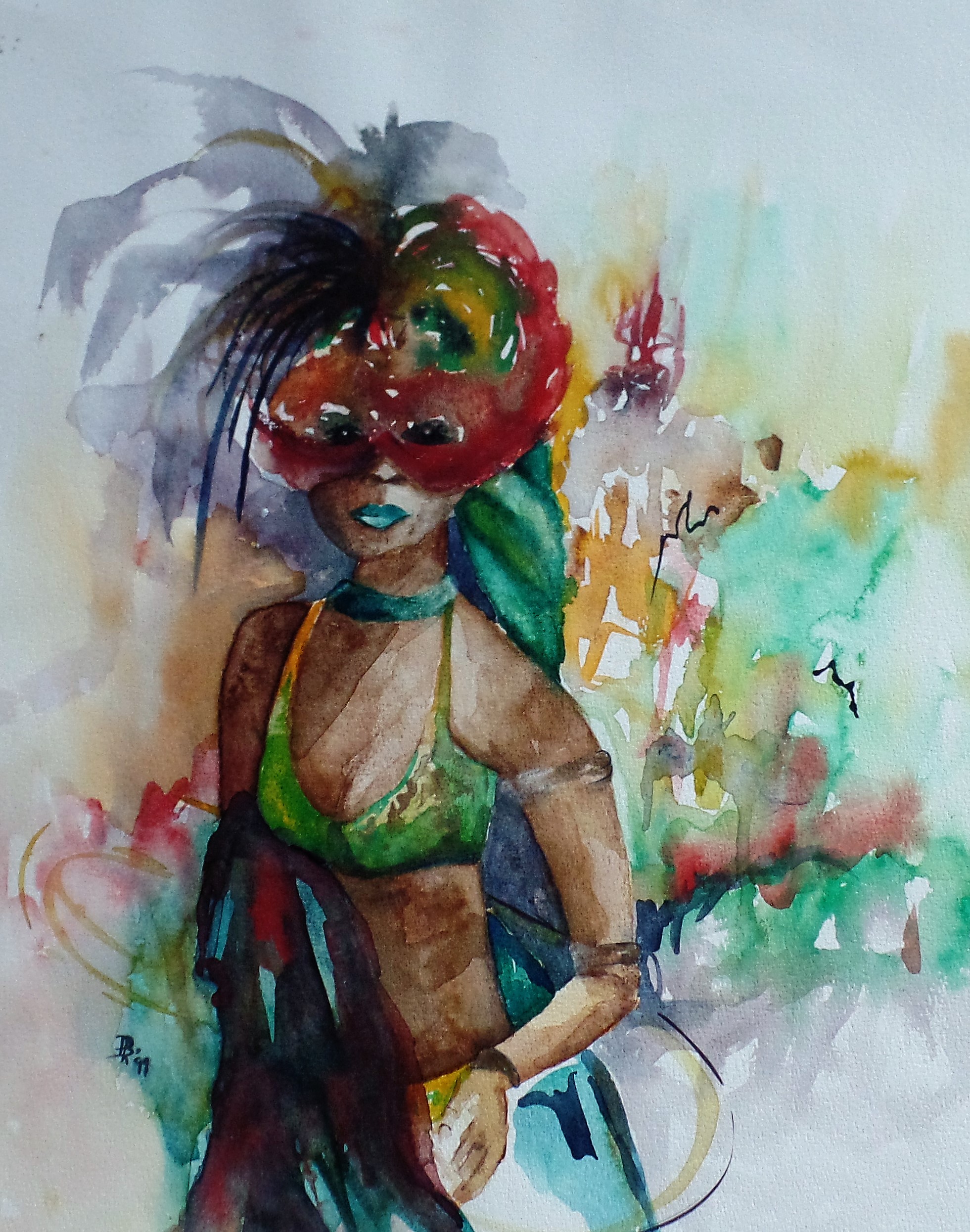 Niet of onleesbaar gesigneerd - Aquarel - Carnaval  kopen? Bied vanaf 1!