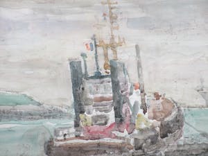 Gerard Menken - Haveningang Westerschelde Vlissingen - Aquarel kopen? Bied vanaf 1!