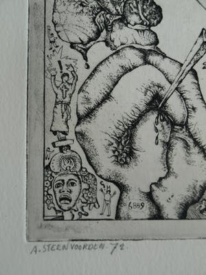 Ab Steenvoorden - Ets , Mystifikaties – Surrealistische voorstelling, 1972 - 28½ x 22 cm kopen? Bied vanaf 1!