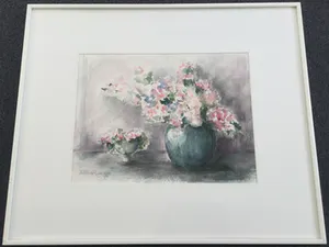 Maria de Ruiter de Witt - Vazen met bloemen | aquarel - ingelijst kopen? Bied vanaf 35!