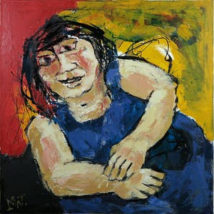 Martin van Wordragen - Olieverf op doek, Welgedane volksvrouw - Ingelijst (Groot) kopen? Bied vanaf 250!