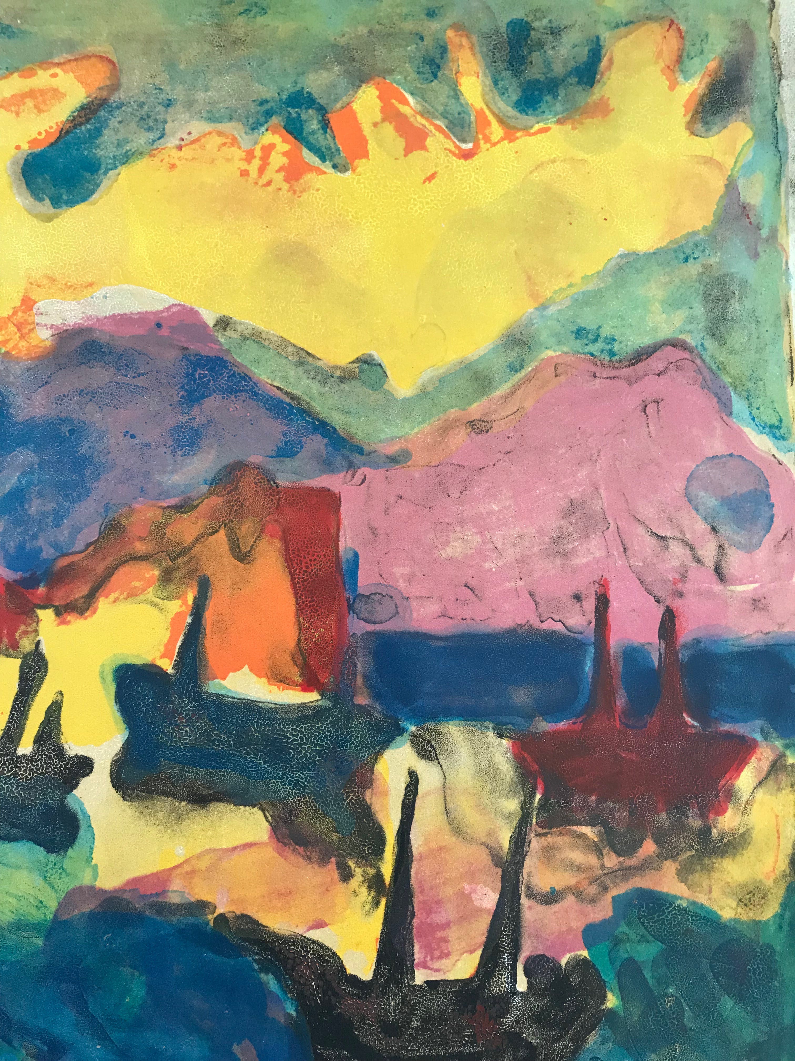 Niet of onleesbaar gesigneerd - Fraaie kleurrijke zeefdruk - Zonder Titel - 113/120 kopen? Bied vanaf 1!