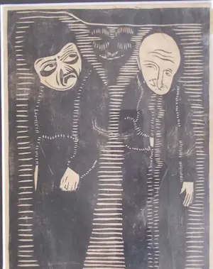 Samuel Jessurun de Mesquita - houtsnede, twee mannen kopen? Bied vanaf 120!