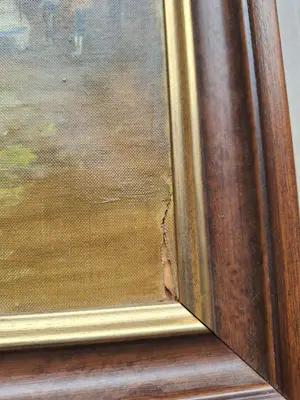 Cornelis Waterman - Amsterdam Bloemenmarkt – Olieverf op doek – Groot formaat 90 cm kopen? Bied vanaf 75!