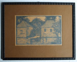 Jac. de Beer - Ingelijste houtsnede , Watermolen ‘Den Helder’ Winterswijk – ca. 1935 kopen? Bied vanaf 40!