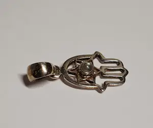 Nieuwe zilveren hanger met Labradoriet, hand van Fatima kopen? Bied vanaf 45!