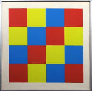 Geerhard Kuipers - Zeefdruk, Vierkanten VI - Ingelijst verkocht voor € 1!