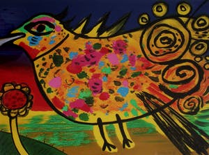 Corneille - Grote ingelijste litho: Oiseau arc en ciel (regenboog vogel) - 1999 kopen? Bied vanaf 399!