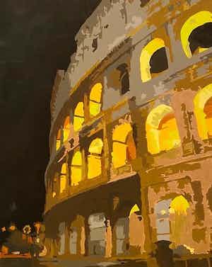 Niet of onleesbaar gesigneerd - Colosseum illuminé verkocht voor € 1!