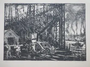 Jan Poortenaar - Scheepswerven Newcastle - 2 Litho's kopen? Bied vanaf 50!